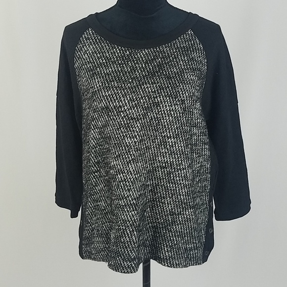 Madewell women S tweed front crewneck sweater 3/4 sleeve grungecore Gorpcore - Picture 2 of 6